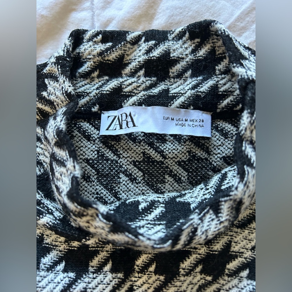 Zara Jacquard Ruched Draped Houndstooth Dress - Picture 13 of 16